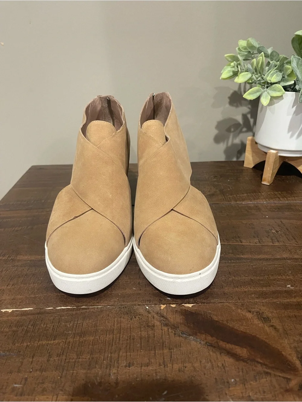 Paolo Tan Suede Wedge Sneaker Booties